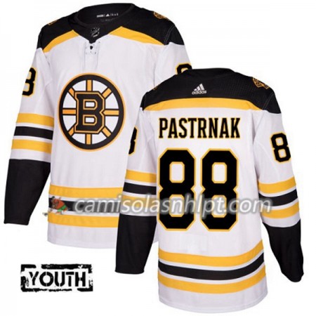 Camisola Boston Bruins David Pastrnak 88 Adidas 2017-2018 Branco Authentic - Criança